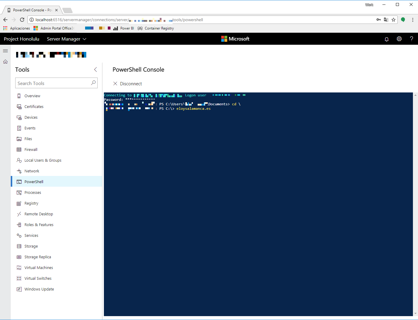 PowerShell console
