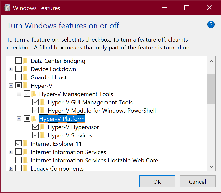 Setting Windows Features
