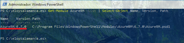 Check for the current AzureRM module version