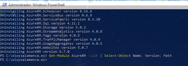 Uninstall AzureRM old module